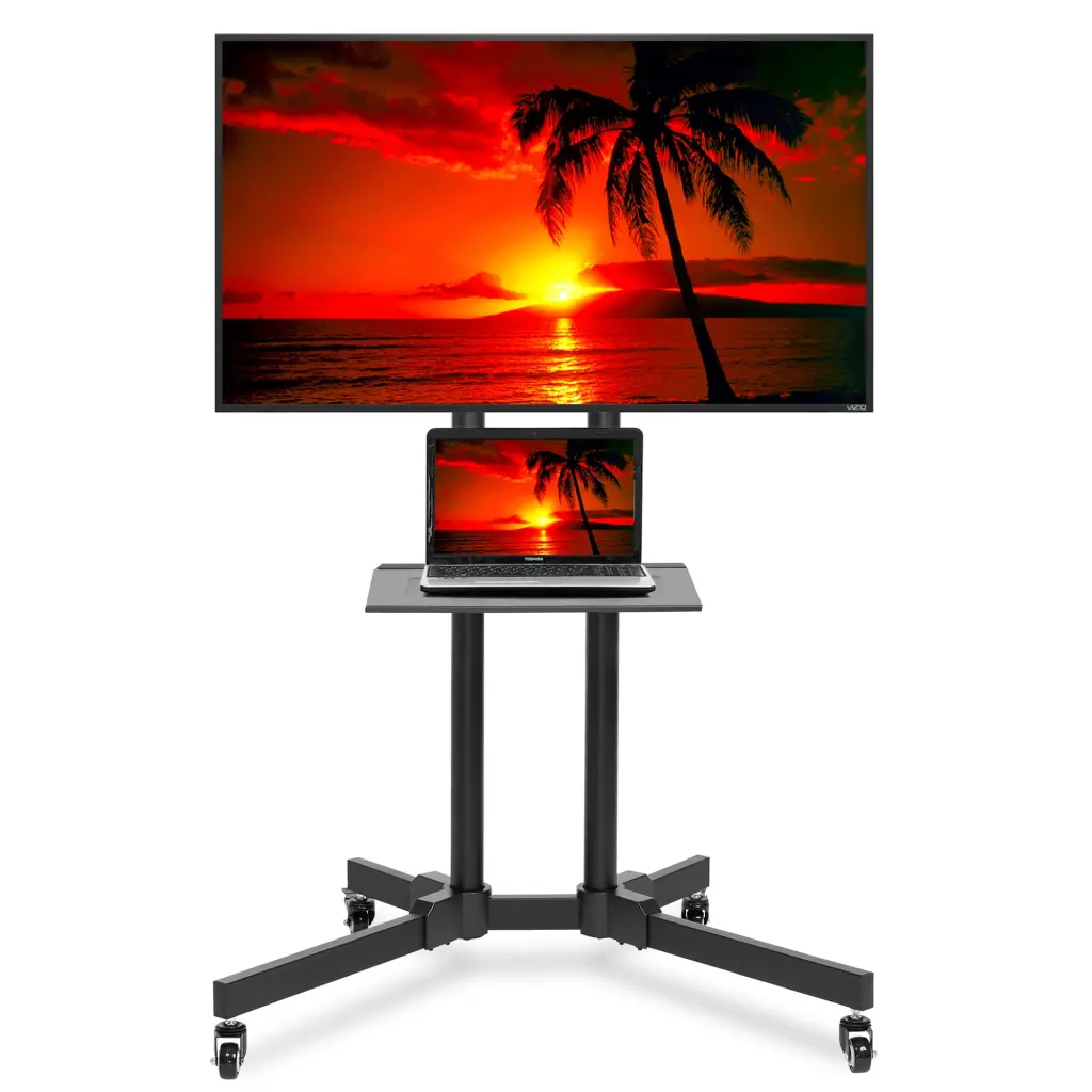 Mount Factory Rolling TV Stand Mobile Cart 32-65 Inch TVs Universal Mount Wheels