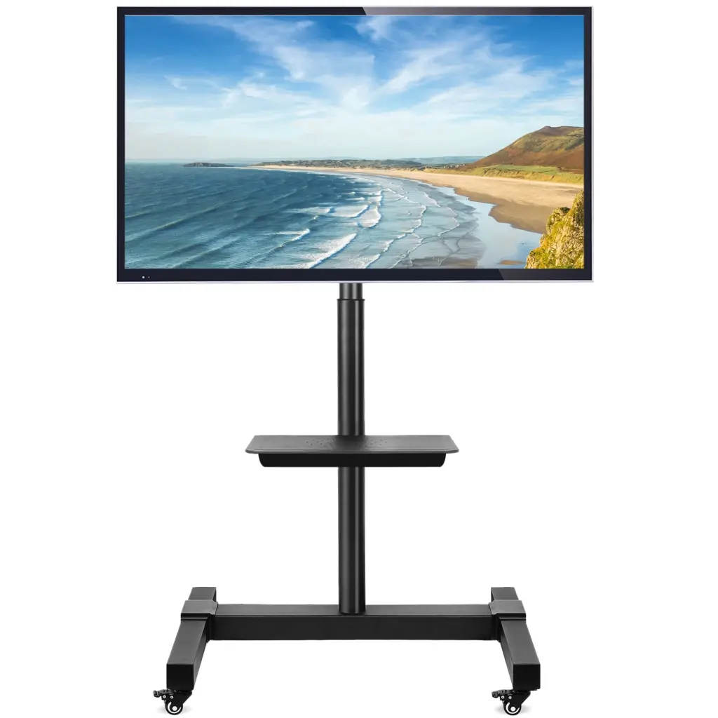 Mobile TV Stand Tilt Rolling TV Cart Wheels LCD LED TVs up to 70 Inches Black Rfiver