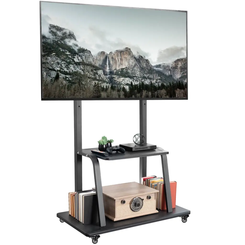 VIVO Heavy Duty Steel Mobile TV Cart 42 to 100 Inch Screens Metal AV Shelf