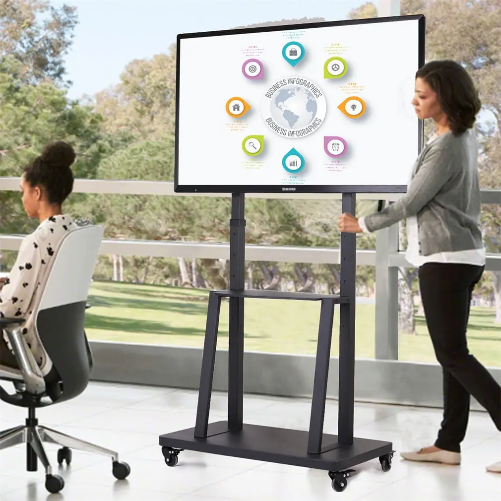 Wisfor 32-80 Inch Large Rolling Floor TV Stand Cart Mount Bracket, Height Adjustable TV Stand