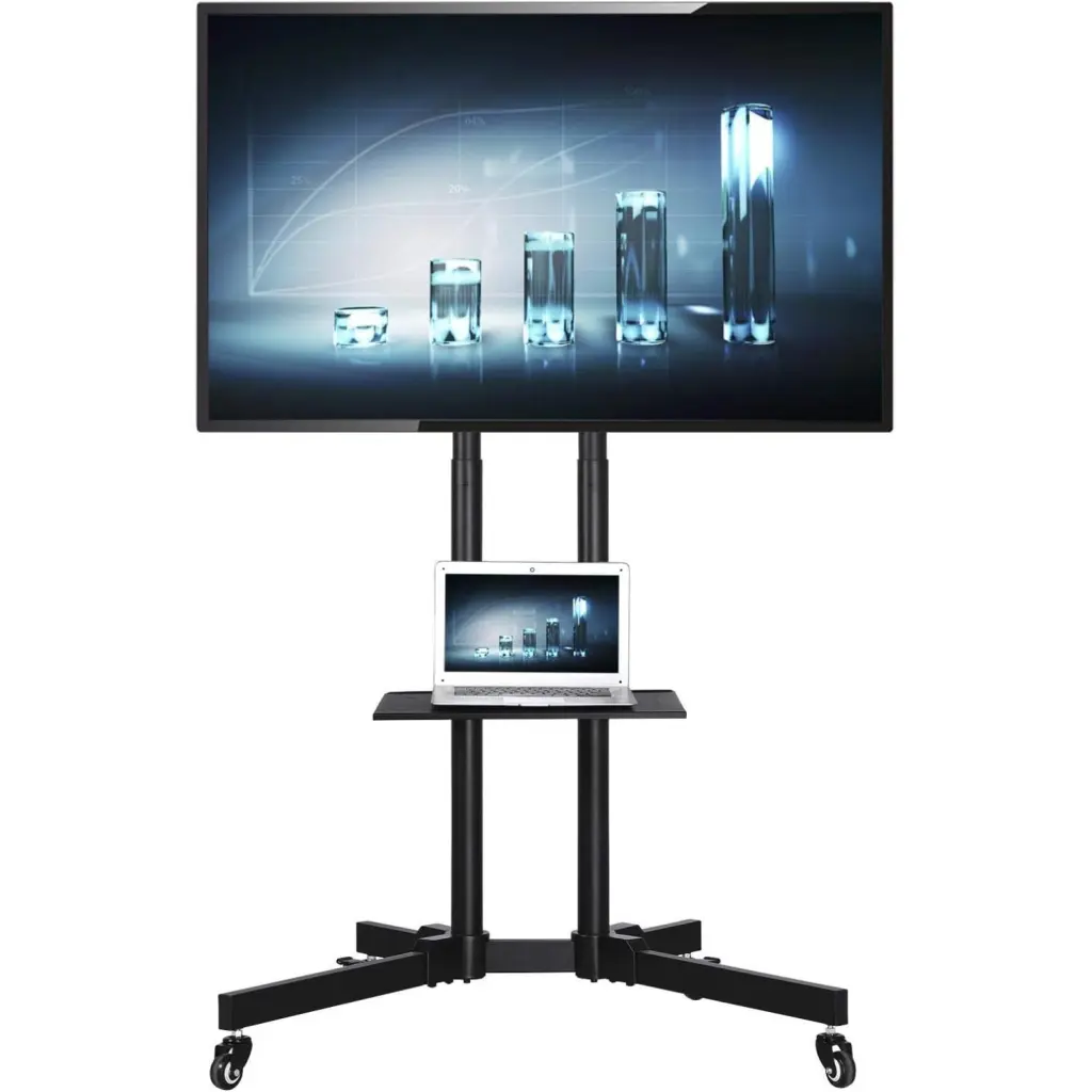 ZQRPCA Portable 32 to 75 Inch Mobile TV Stand Rolling TV Cart on Wheels LCD LED Plasma Flat Screen Black
