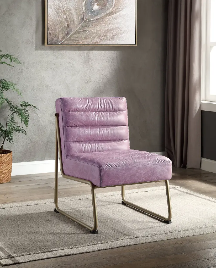 Wisteria Accent Chair Metal Sled Base Pink Primary Living Space Chair furniture max