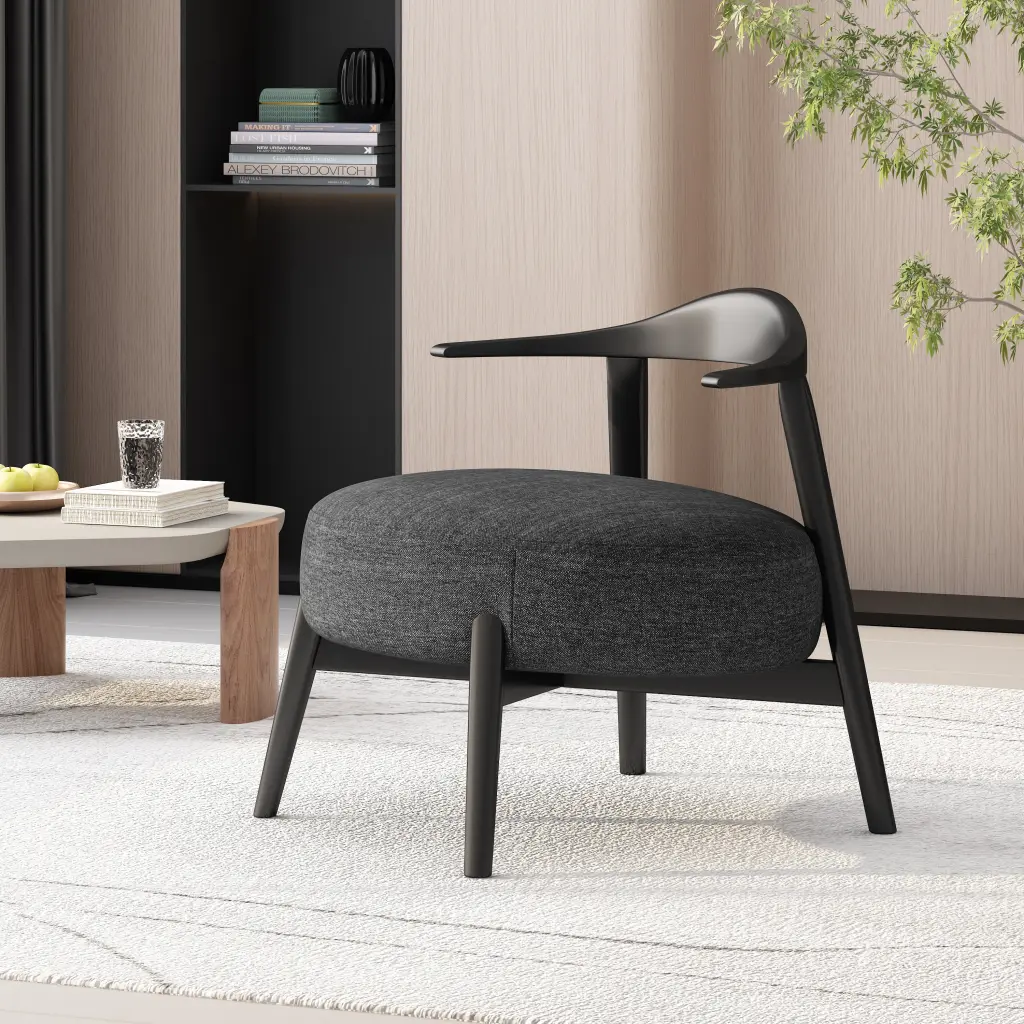 Accent Chair Black Birch Wood Modern Lounge Chair Living Room Or Office nh-perfect home