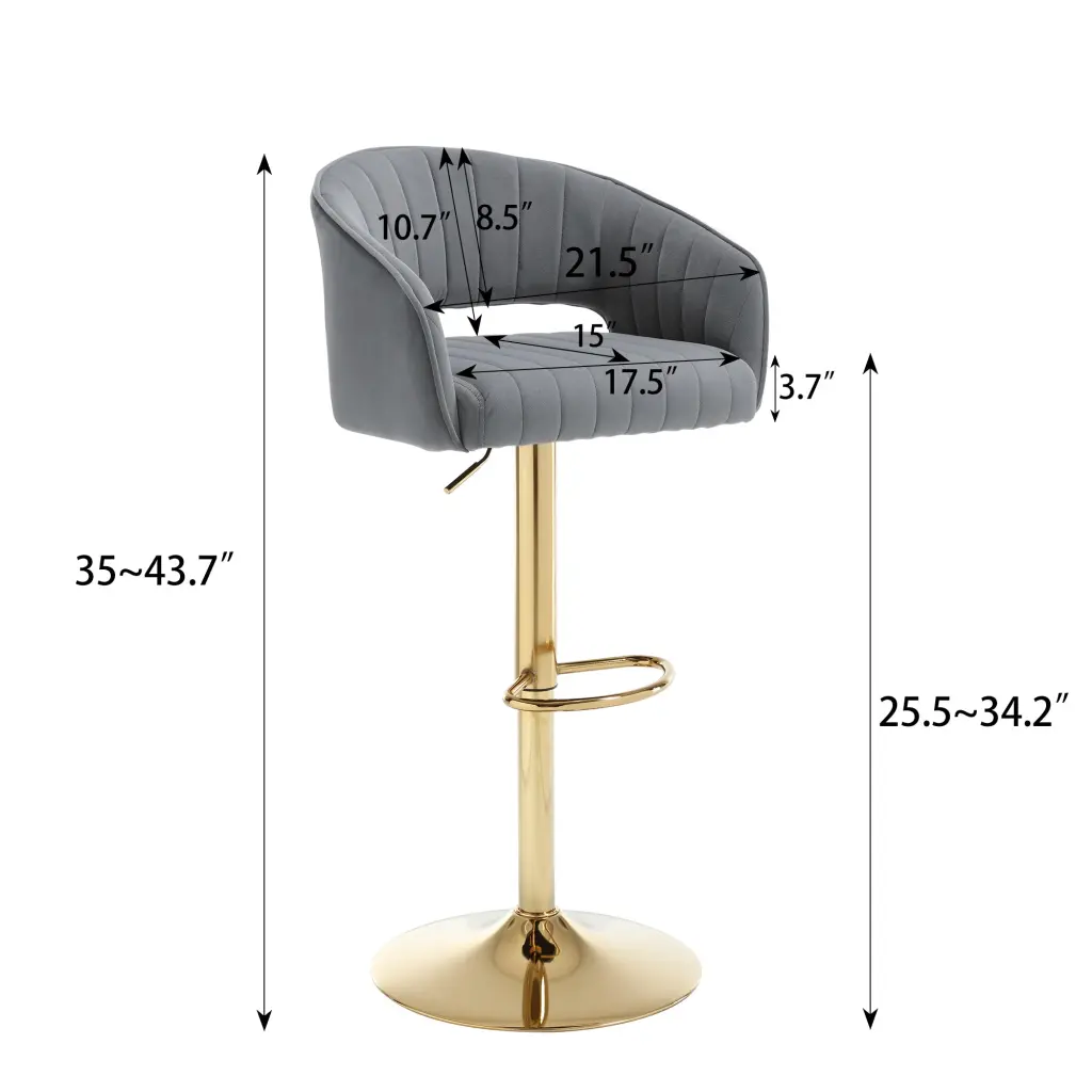 Hengming Modern Velvet Bar Chair Hollowed Out Back and Armrest Precious Metal Finish hengming store