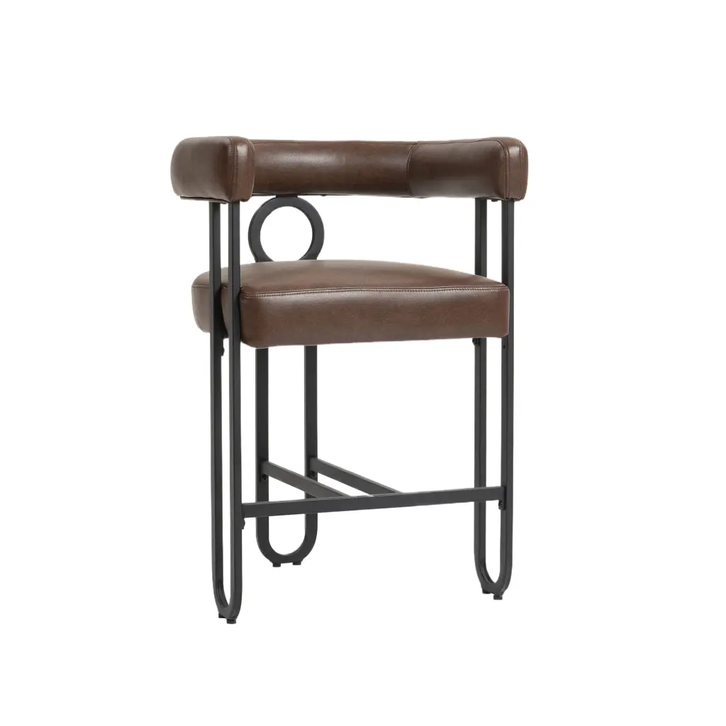 Coolmore Bar Stools Set 1 Modern Bar Stool Back and Black Metal Frame house hold-w1588