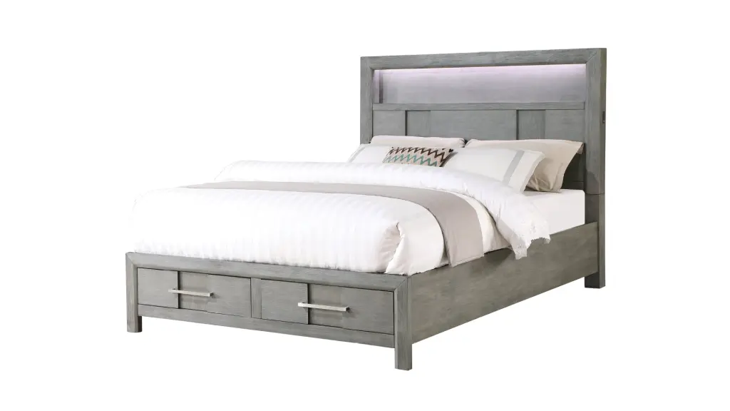 Kenzo Modern Style King Bed Timber Led Headboard Publications galaxy home furnishings