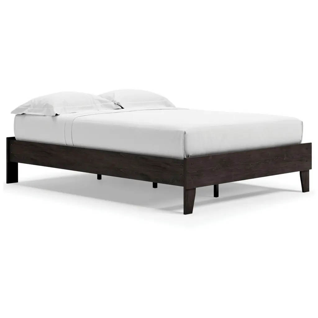 Asher Full Dimensions Platform Bed Polished Modern Silhouette Charcoal Wood royal hampton