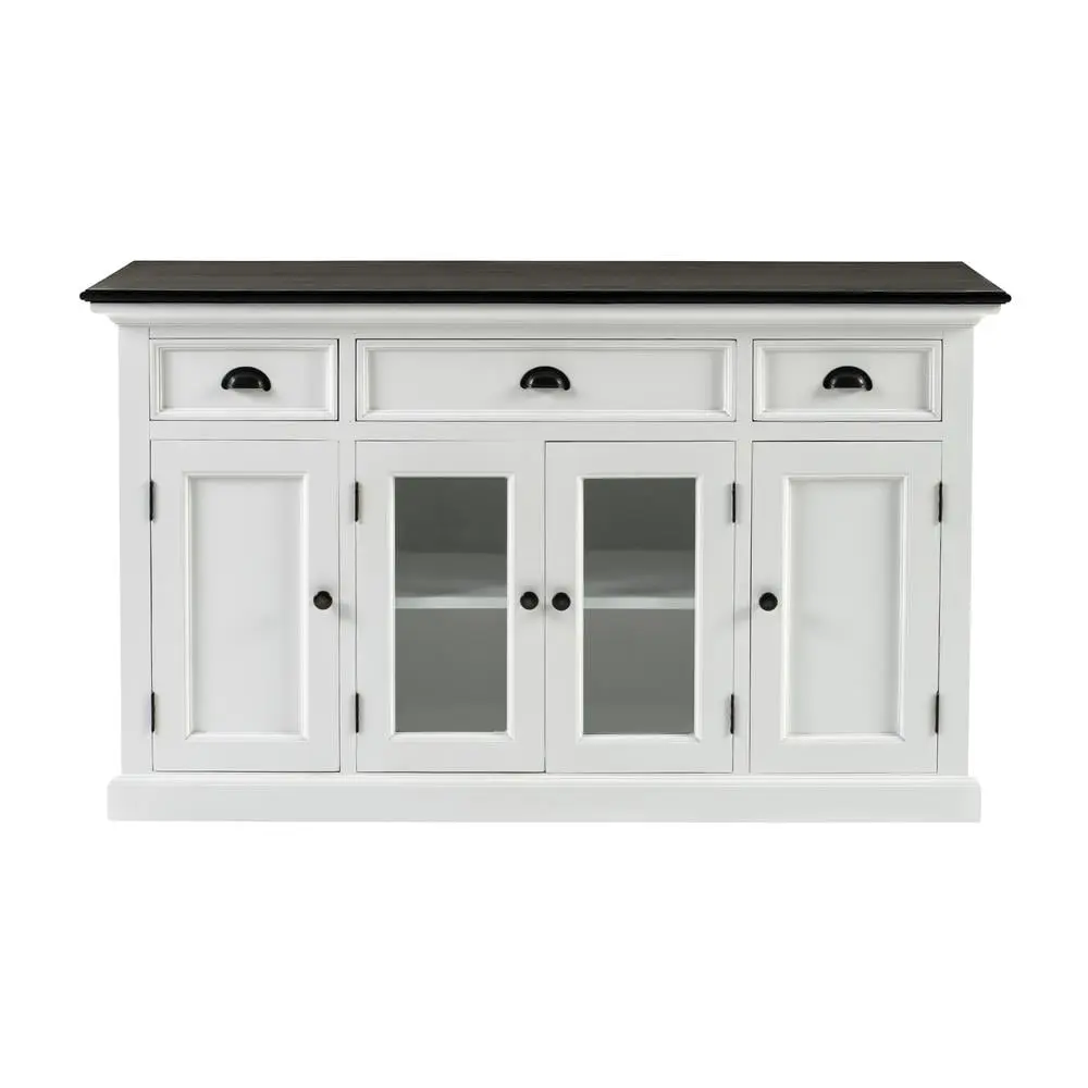 Two-Tone Classic Buffet Glass Doors and Drawers Belen Kox Stylish Storage Solution