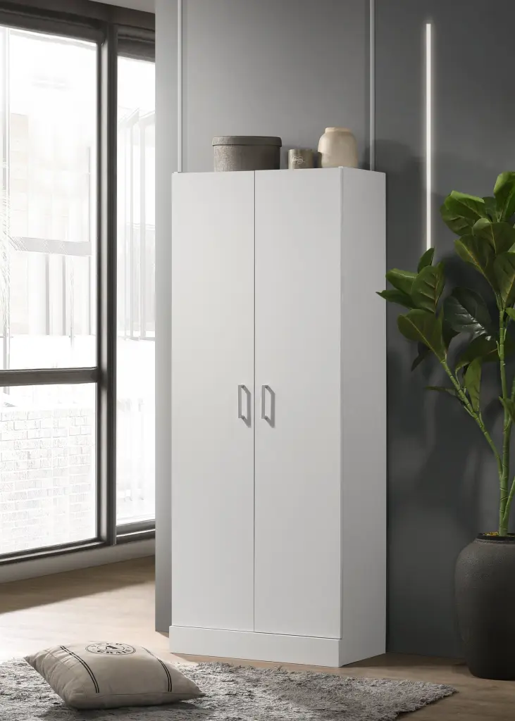 Alara White 60 Inch Height Simplistic Modern Double Door Storage Cabinet lilola home