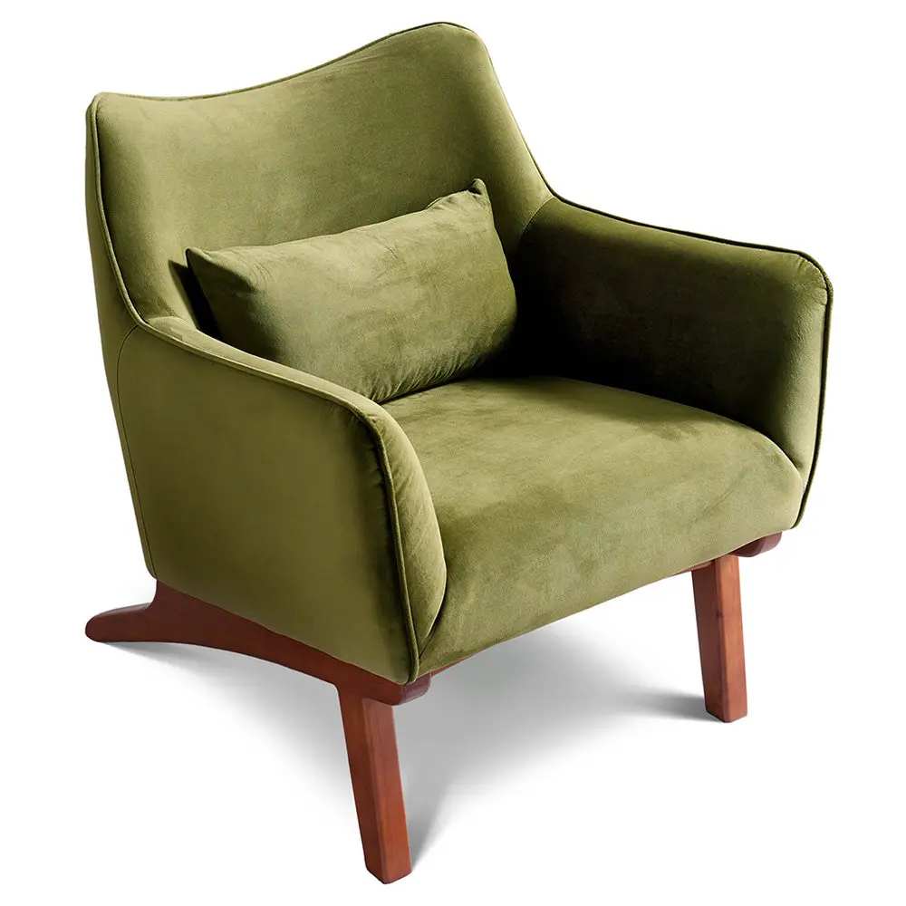 Brayden Olive Green Velvet Lounge Chair Brown Olive Green Mid Century Modern ashcroft furniture