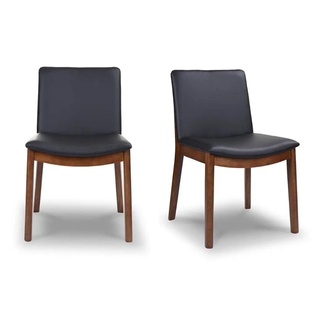 Laura Mid Century Modern Solid Wood Dining Chair Set 2 Black Finish ashcroft furniture