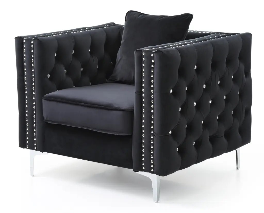 Paige G828A C Chair Black Foam Velvet Modern Accent Chair Living Room Decor glory furniture