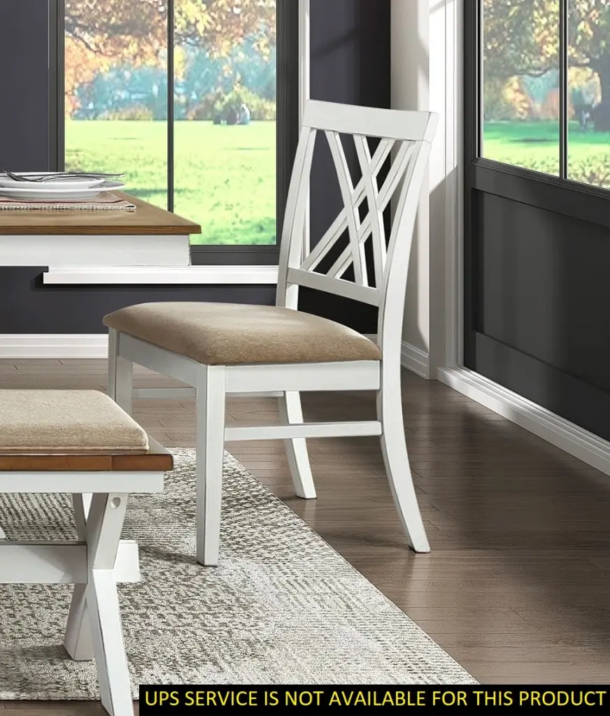 Modern White and Oak Finish Side Chairs 2Pc Set Upholstered kanepe