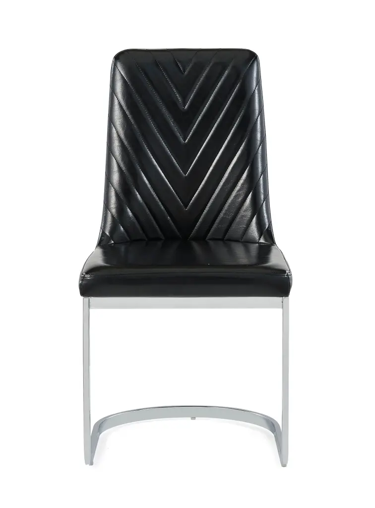 Stelle Black Dining Chair Set 2 Modern Black Material Chairs luxe modern furniture