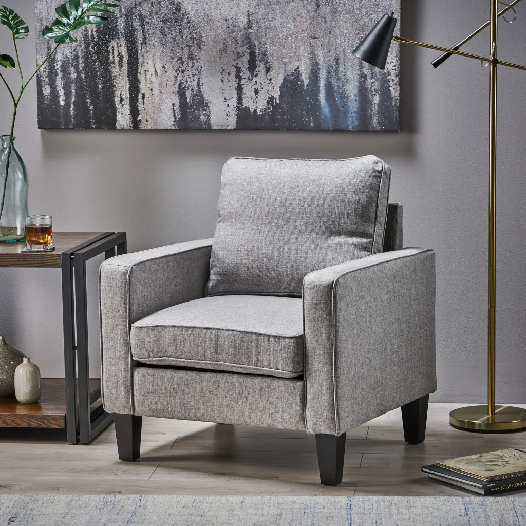 Chair Grey Material Modern Accent Chair Living Room Or Office nh-comfortcove