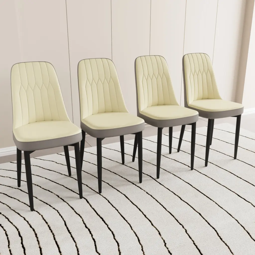 Set 4 Dining Chairs Modern Style High Standard PU Leather Chairs nuoli furniture
