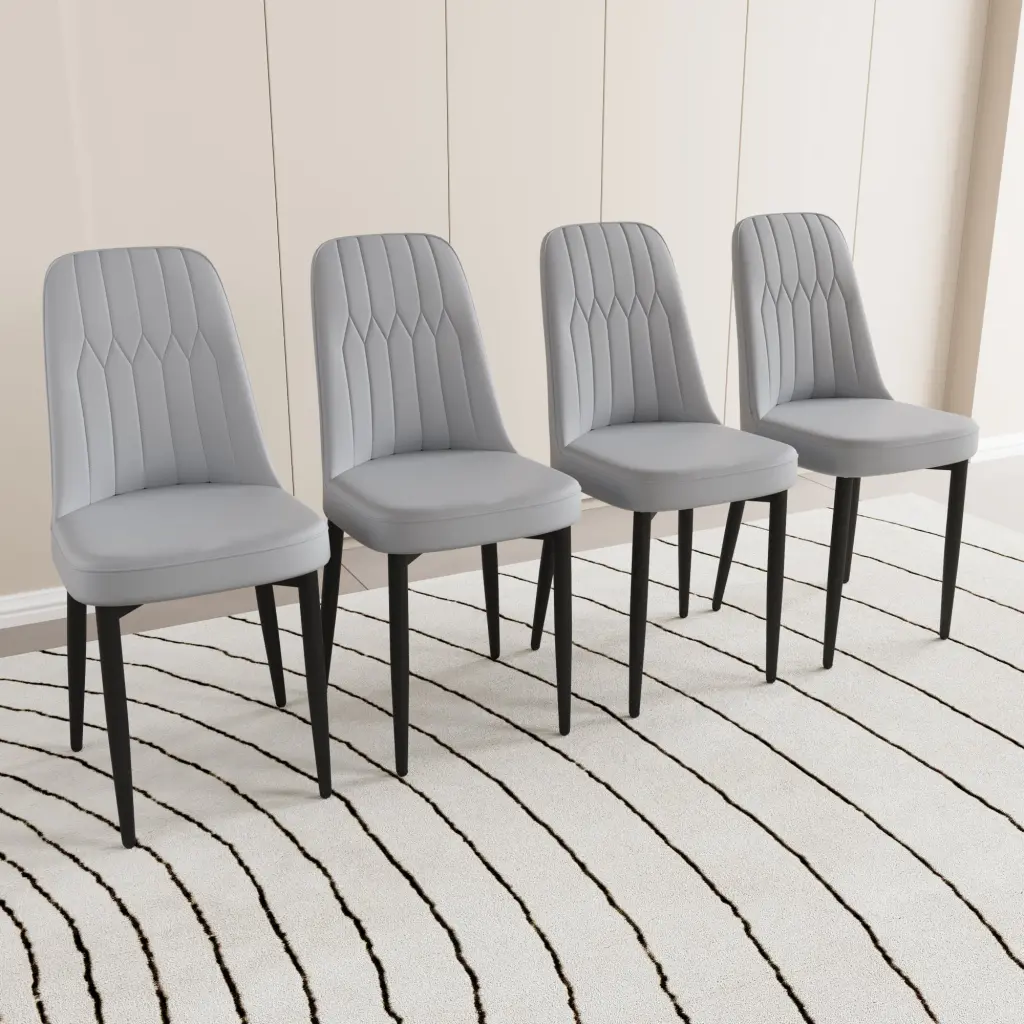 Set 4 Modern Dining Chairs High Standard PU Leather Upholstered Seating nuoli furniture