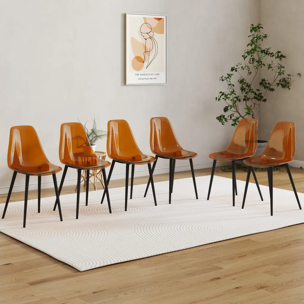 Modern Effortless Precious Metal Brown Dining Chair Polymer Chair Armless Glass rnb