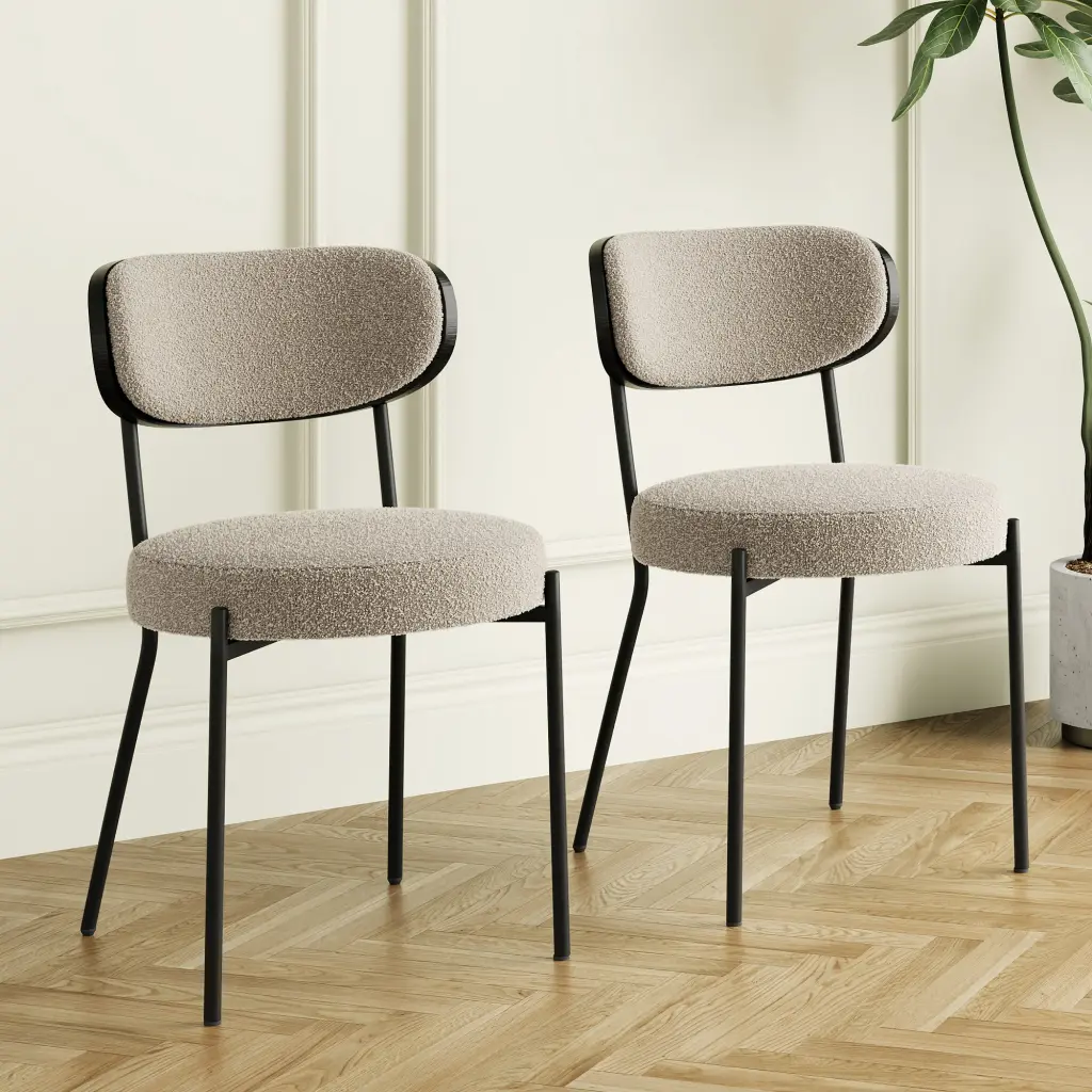 Boucle Modern Kitchen Dining Chair Bentwood Covered Ash Veneer youngmagic