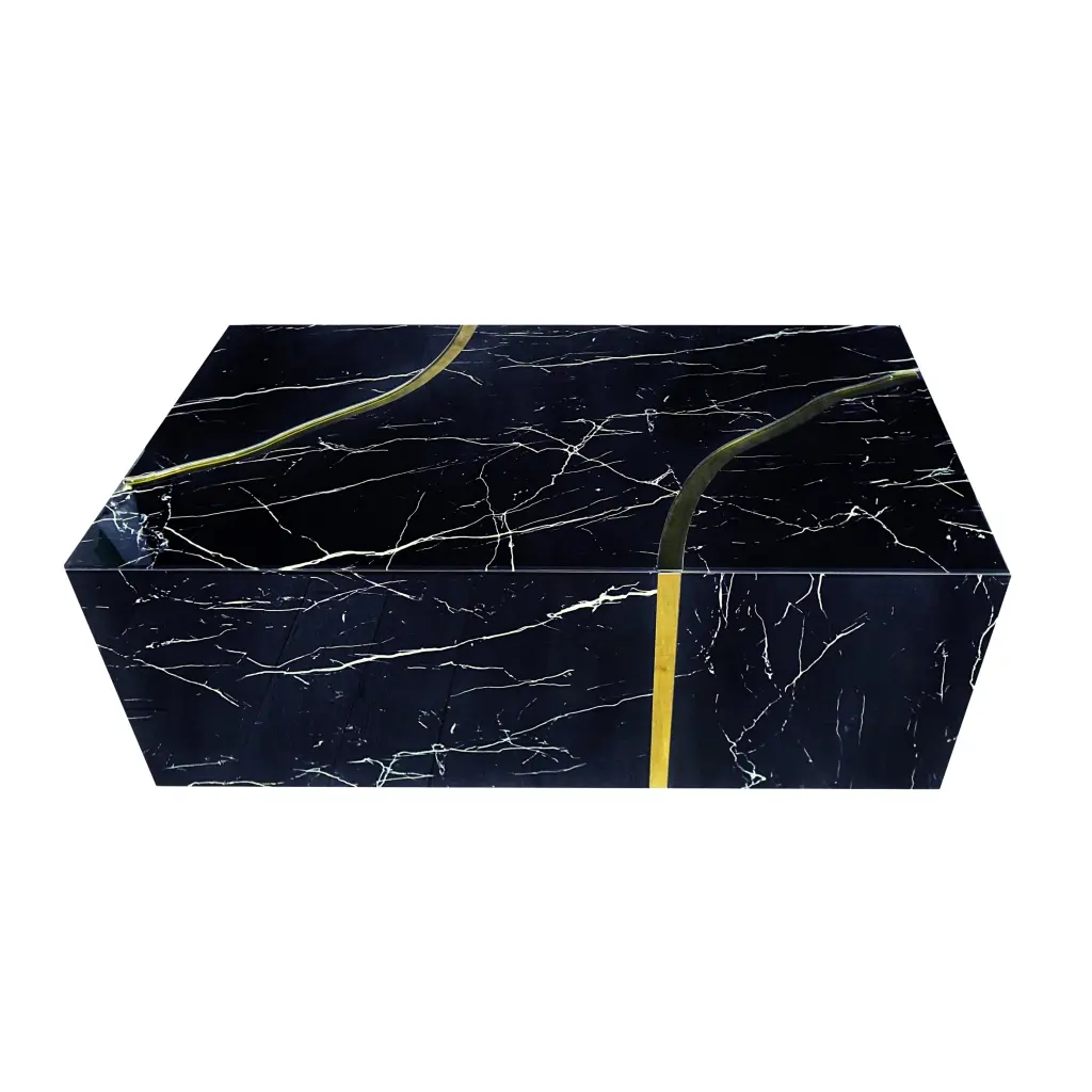 Timeless Modern Black Coffee Table Gold Accent Contemporary Design Amazing Rugs