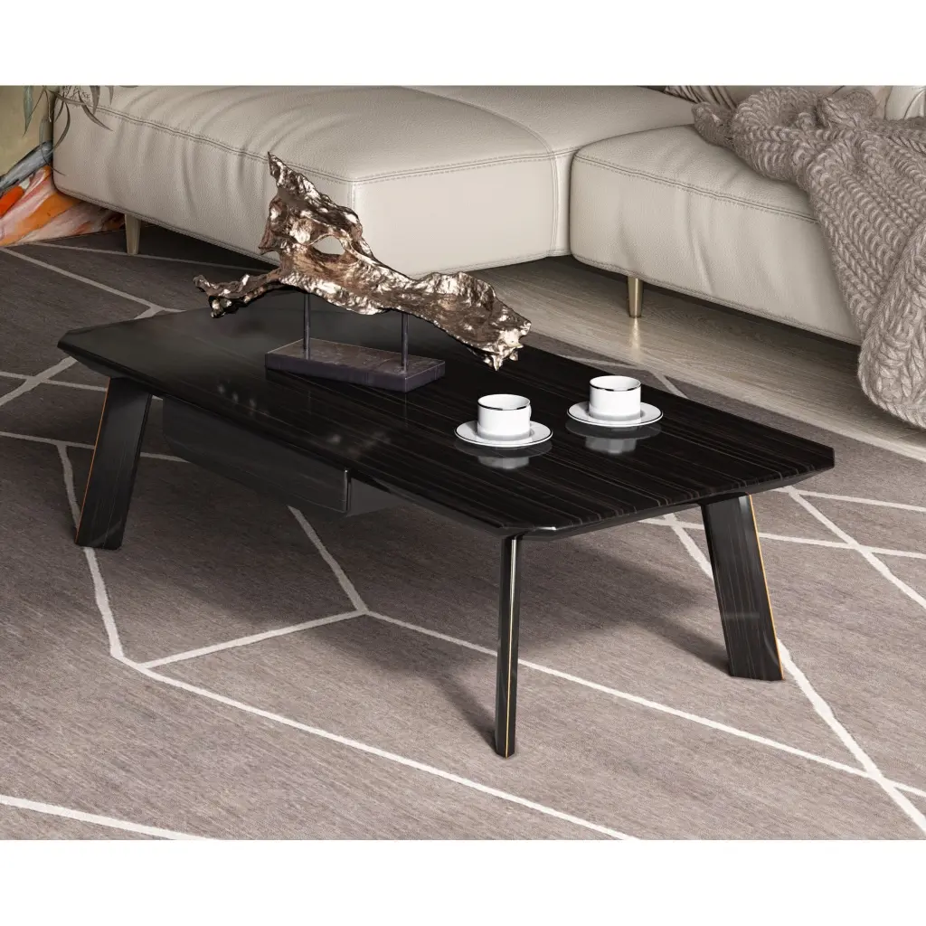 Modrest Chadwick Modern Ebony and Rosegold Coffee Table Bed Bath & Beyond