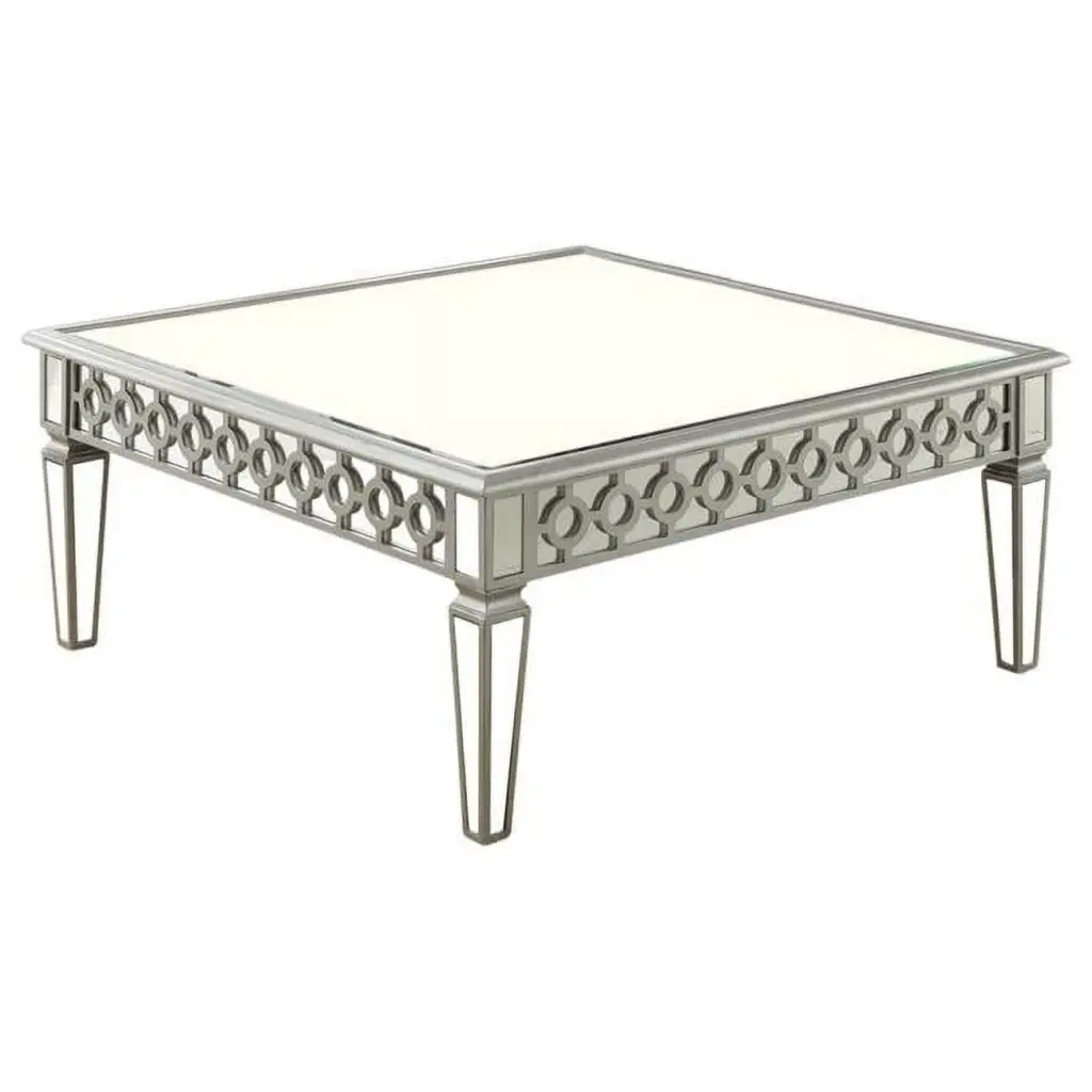 Best Master Sophie Silver Mirrored Square Coffee Table Solid Wood Best Master Furniture