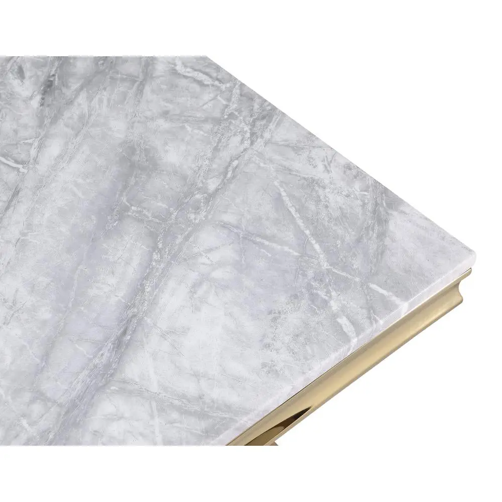 Crownie Gold Rectangle Faux Marble Coffee Table Best Master Furniture