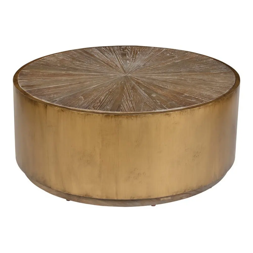 Bowery Hill Wood and Metal Coffee Table Natural Brown and Gold