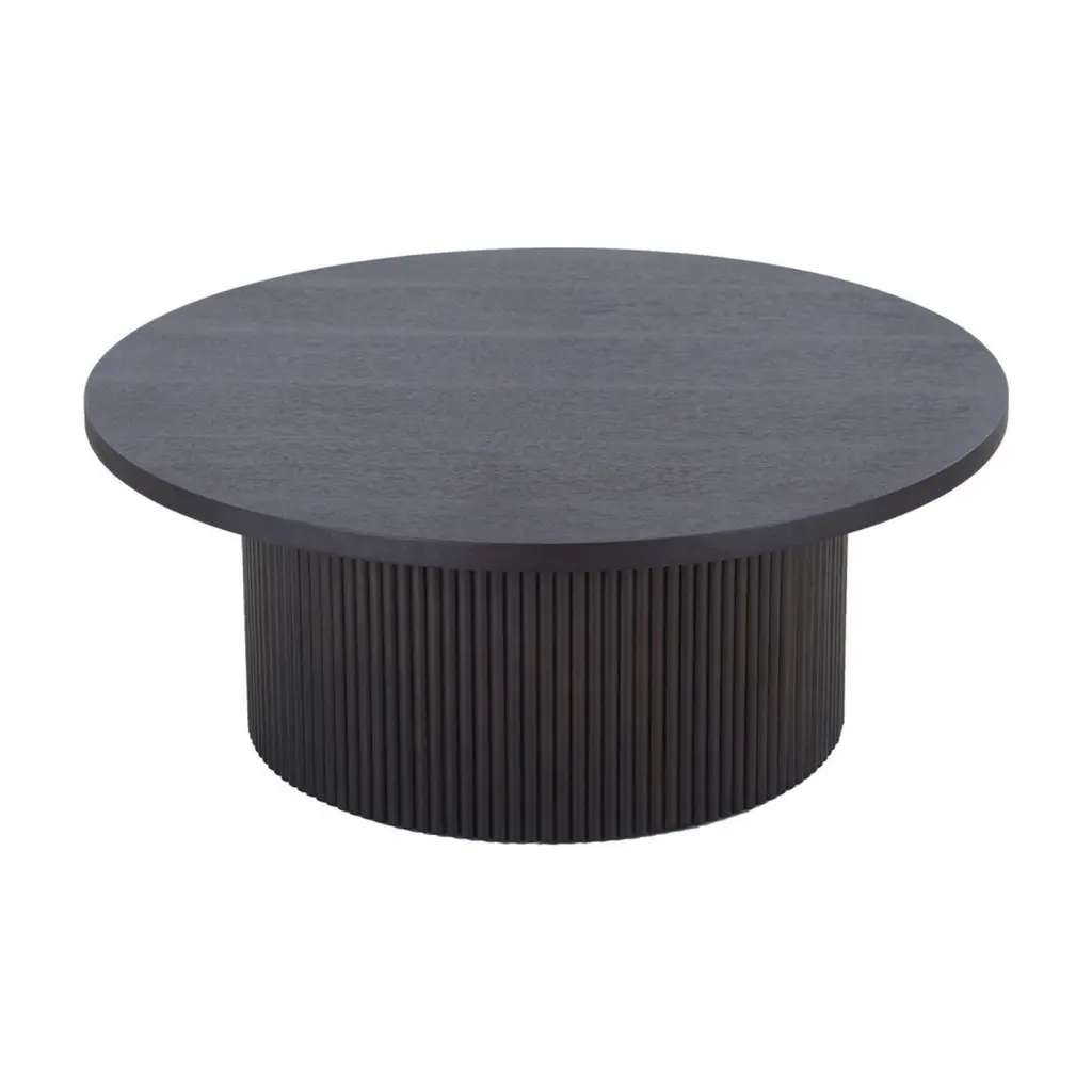 Benjara 35 Cid Cue Coffee Table Tambour Pedestal Base Black Ash Veneer Convenience Concepts