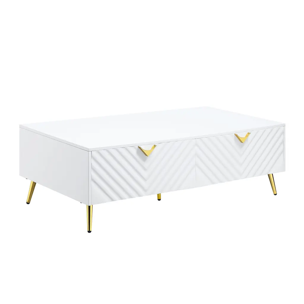 CoSoTower Coffee Table White High Gloss Finish and Modern Design