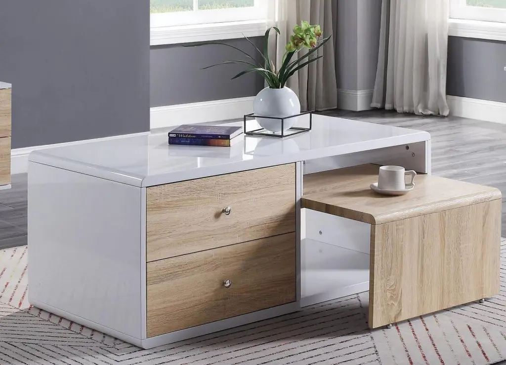 CoSoTower High Gloss White Coffee Table Modern Living Room Furniture