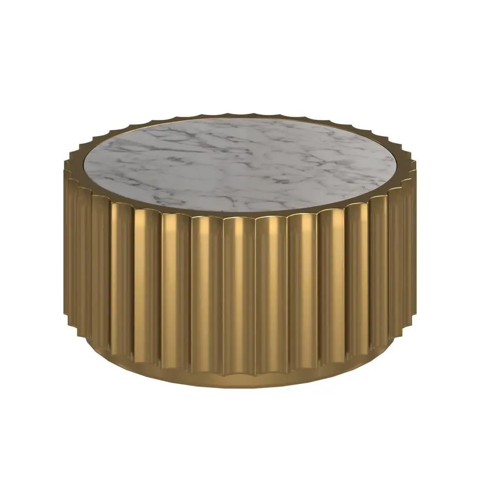 Marble Coffee Table Gold Stainless Steel Base Modern Design Creative Images International
