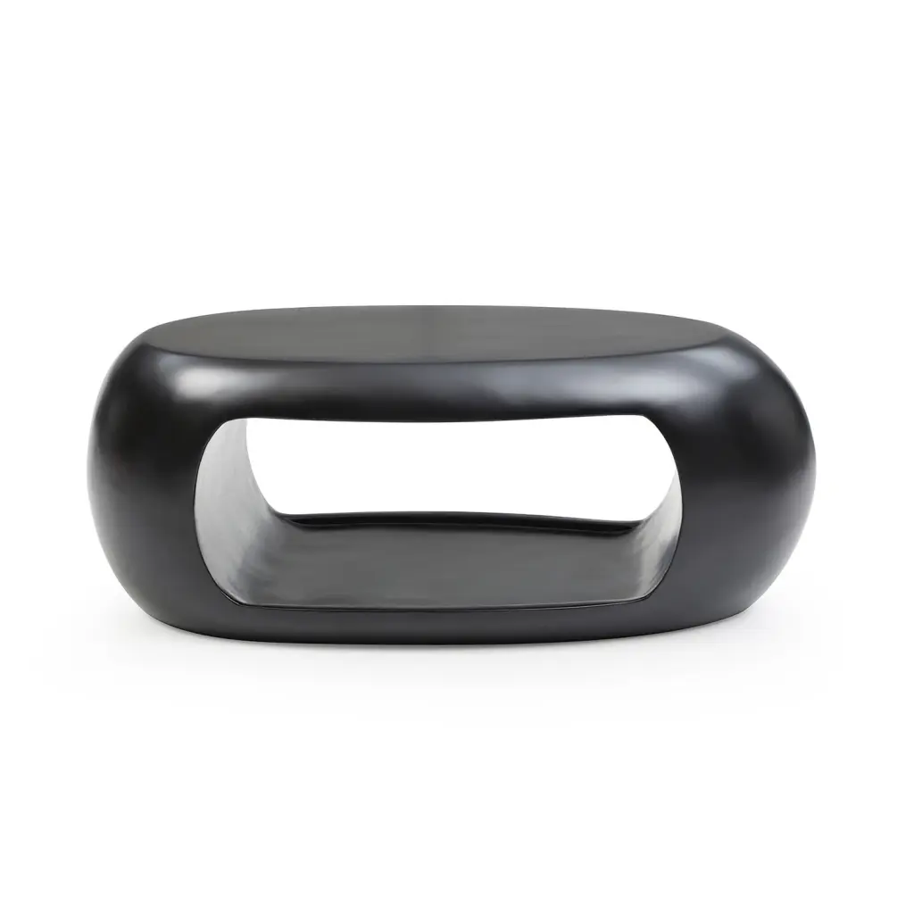 DeeHome 39.37 Inch Oval Coffee Table Sturdy Fiberglass Table Living Room Black
