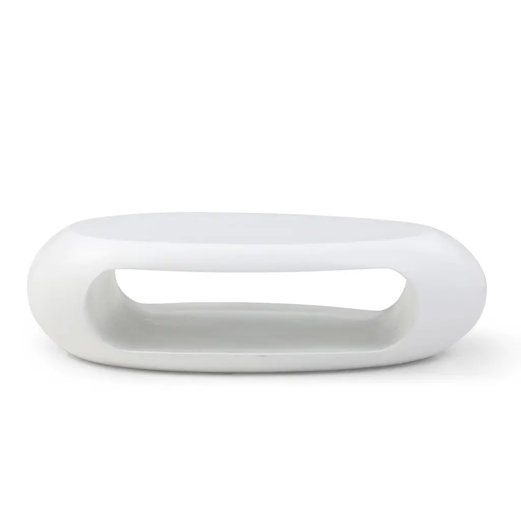 DeeHome 47.24 Inch Modern Oval Coffee Table White Sturdy Fiberglass No Assembly Needed