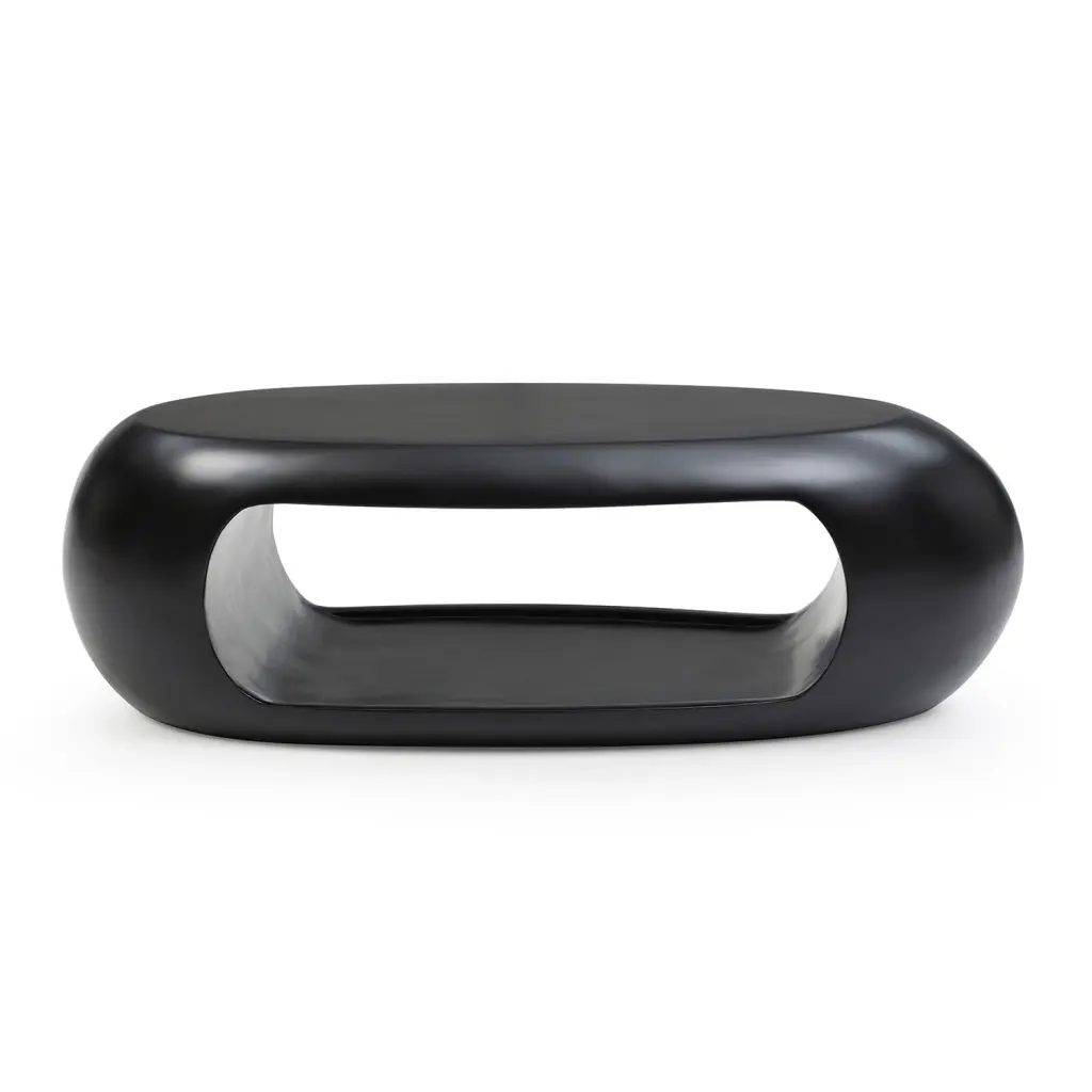 DeeHome 53.93 Inch Modern Oval Coffee Table Sturdy Fiberglass Living Room Black