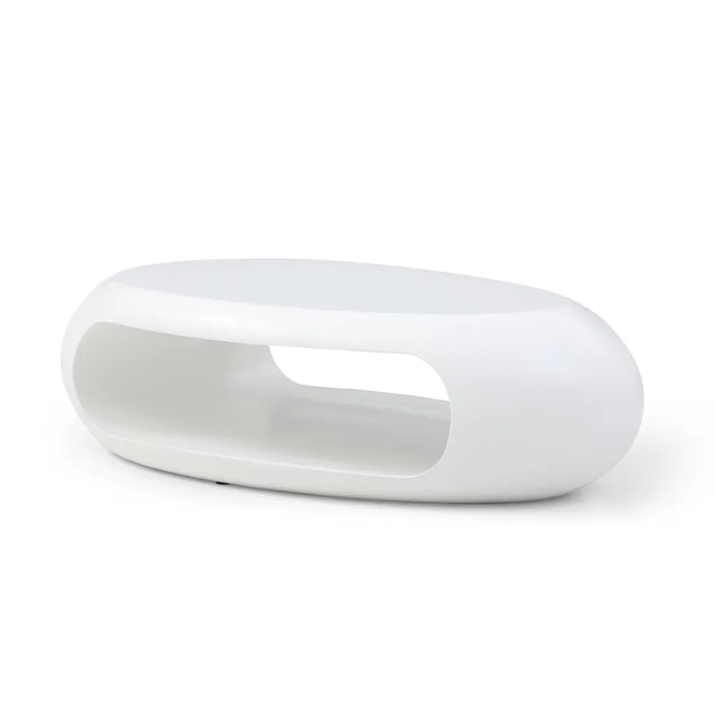 DeeHome 53.93 Inch Oval Coffee Table Sturdy Fiberglass Living Room White