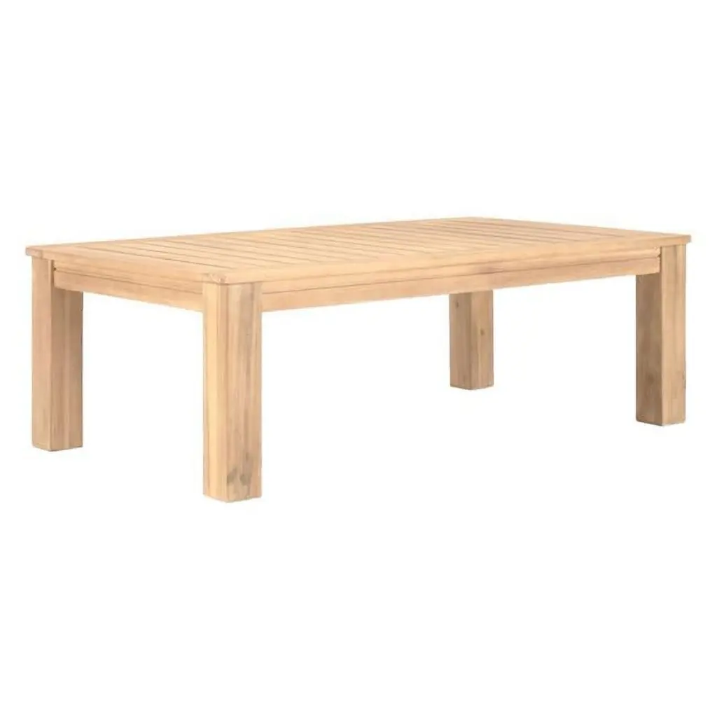 35 Inch Syka Acacia Wood Plank Top Modern Coffee Table Natural Brown DeluxDesigns