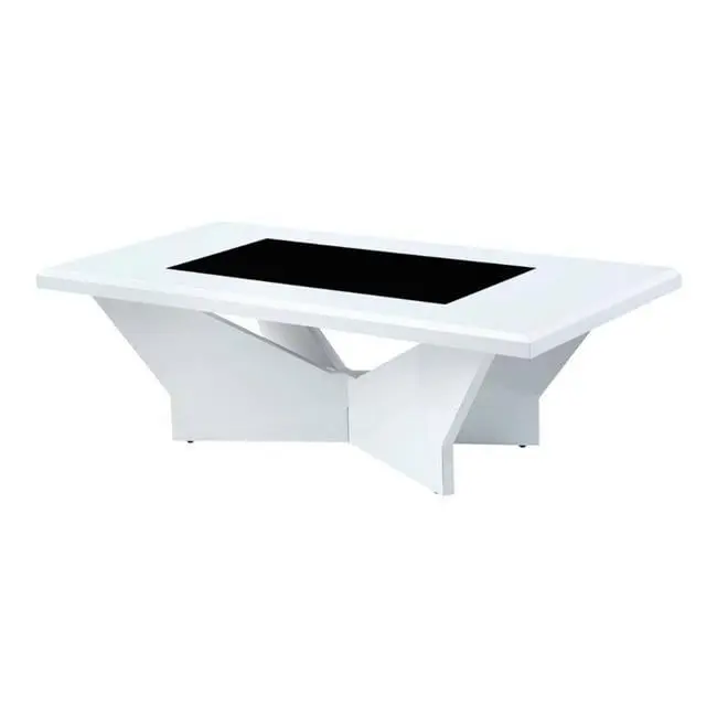 47 Pera Modern Coffee Table Glass Insert Geometric White Black DeluxDesigns