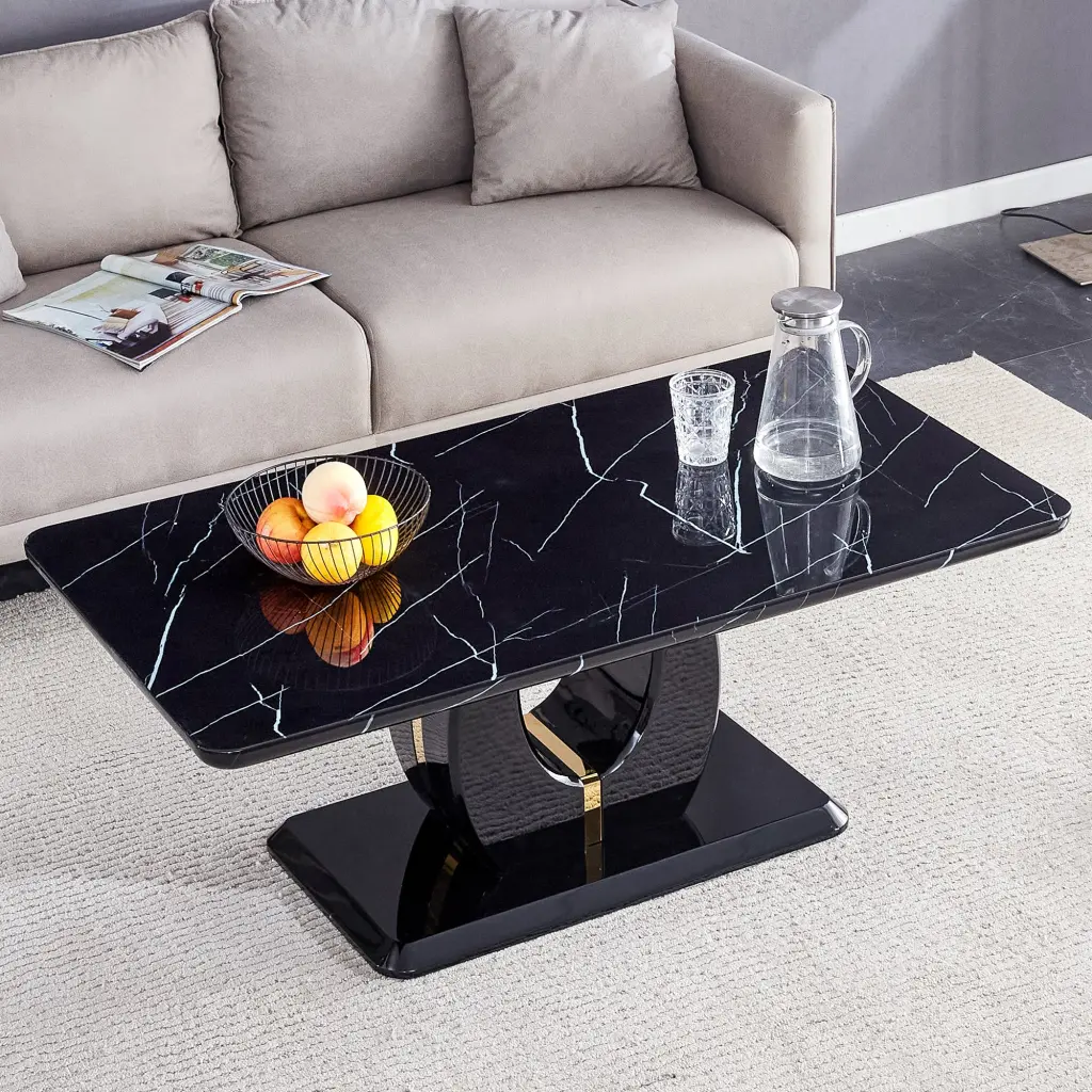 Modern Minimalist Black Patterned Coffee Table Dining and Living Room droom w-1151