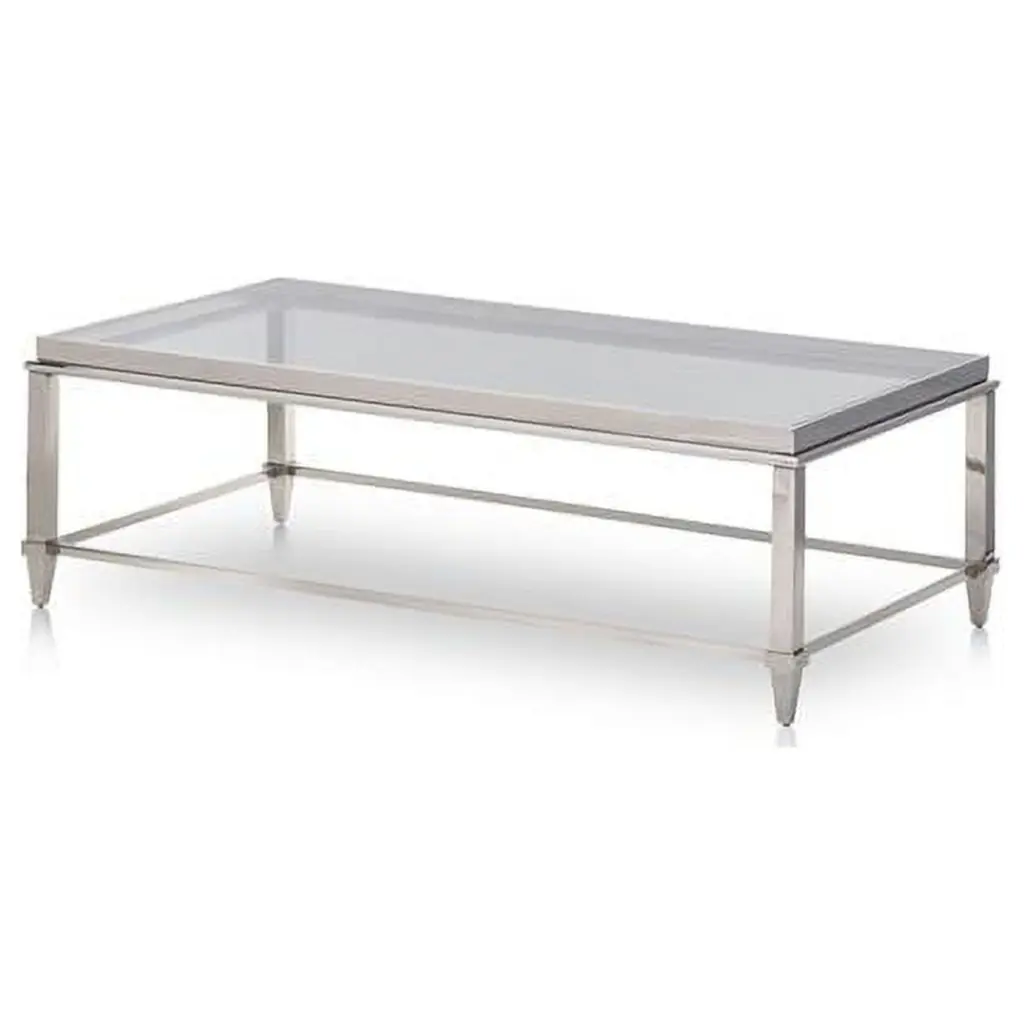 Modern Glass and Stainless Steel Coffee Table Contemporary Living Room Furniture Fancy Fixtures