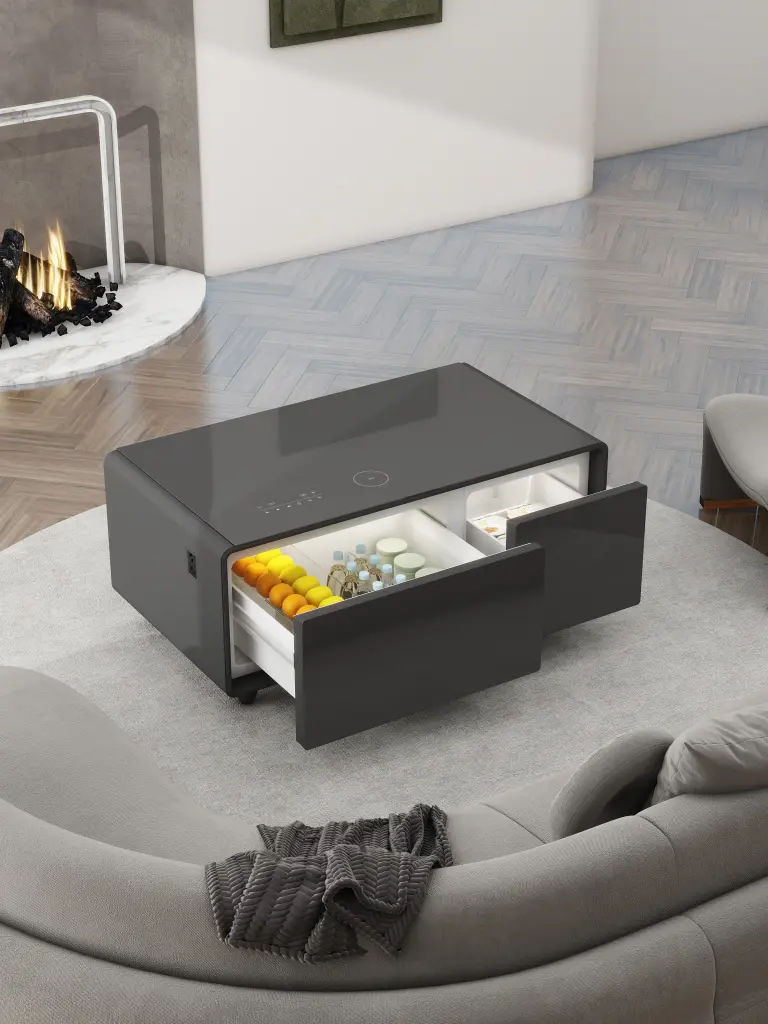 Modern LED Display Refrigerator Coffee Table Black Party Time galaxy home furnishings