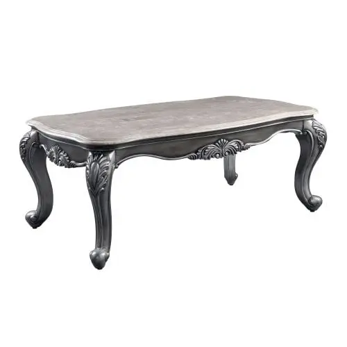 Goldmeet ACME Ariadne Coffee Table Marble Top and Platinum Frame
