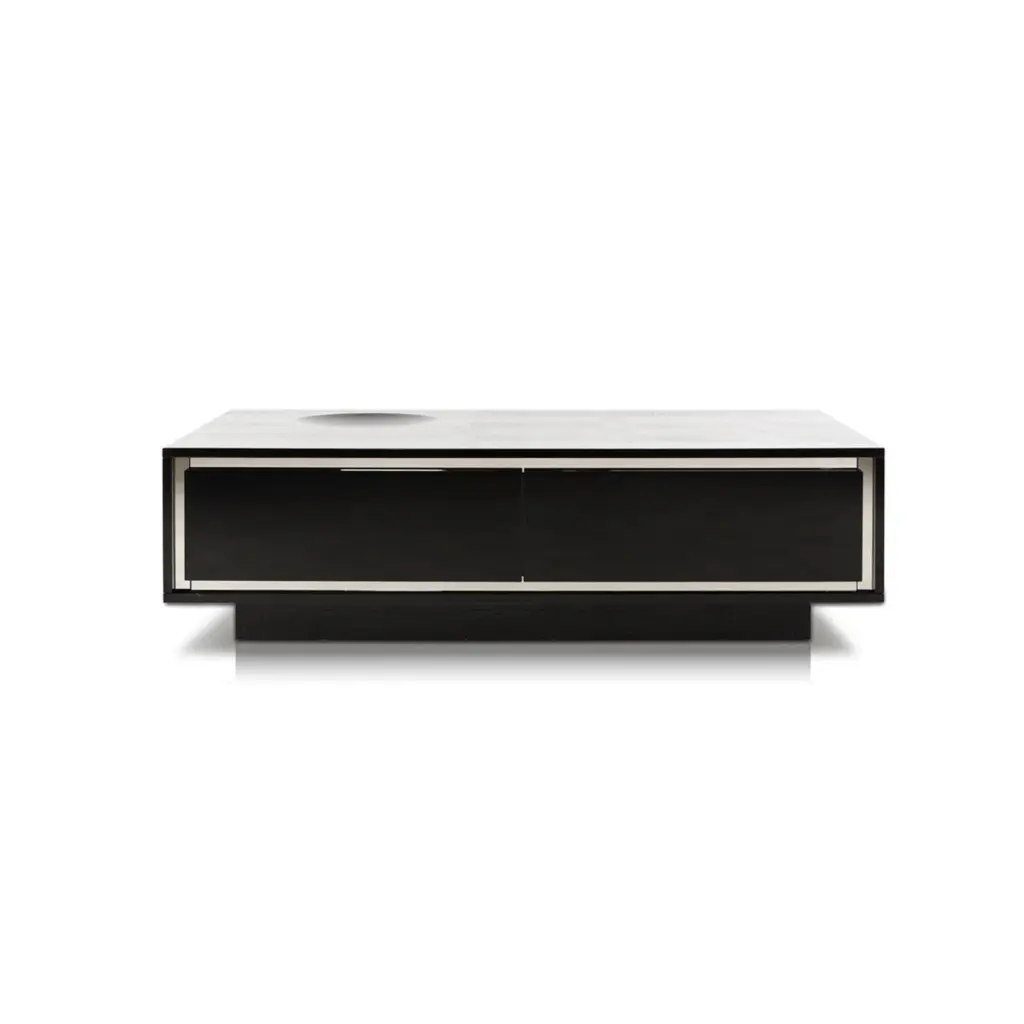 HomeRoots Decor 14.5-inch Black Crocodile Lacquer Coffee Table 2 Drawers
