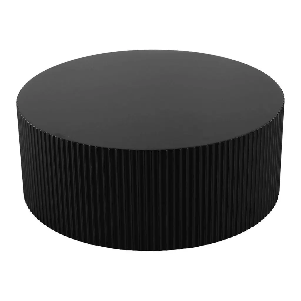 Homiyad Sleek and Modern Round Coffee Table Eye-Catching Relief Design Black
