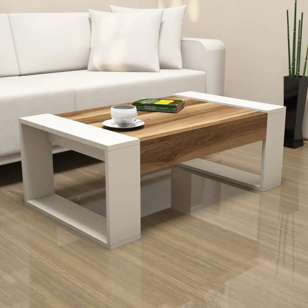 Hommy Craft Venüs Walnut Cream Coffee Table