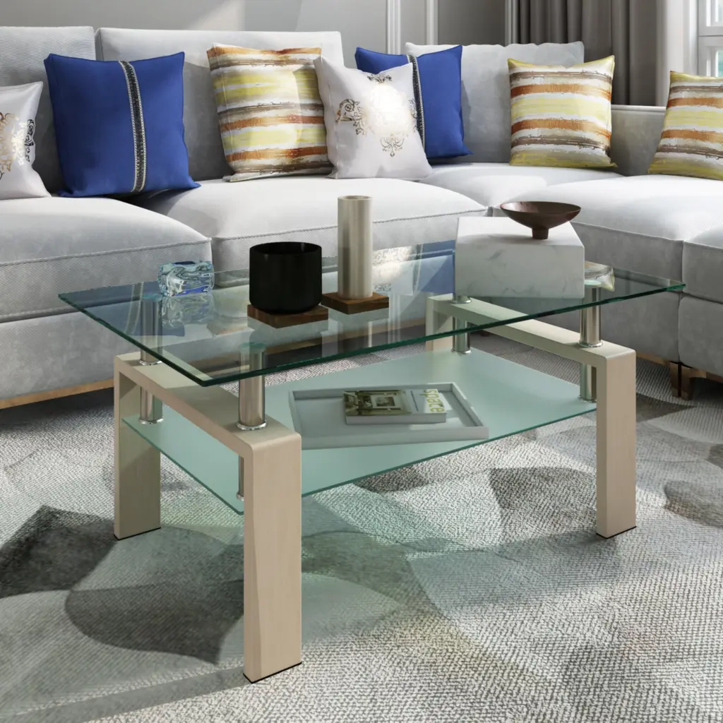 Rectangle Glass Coffee Table Clear Modern Side Center Table jws-w241