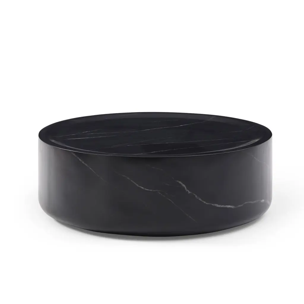 Contemporary Black Fiberglass Coffee Table Round Design Living Room LMing