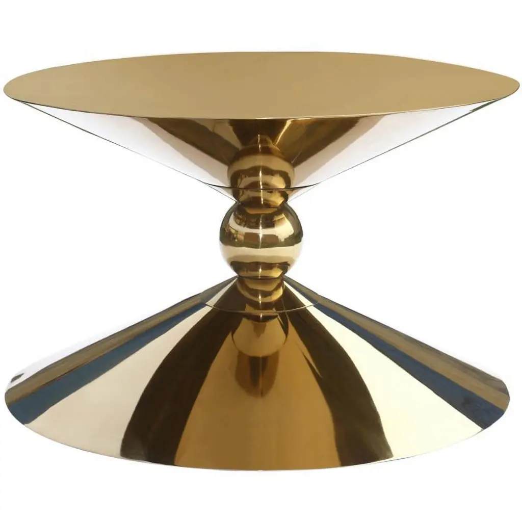 Maklaine Sculptural Design Hourglass Shaped Modern Metal Coffee Table Gold