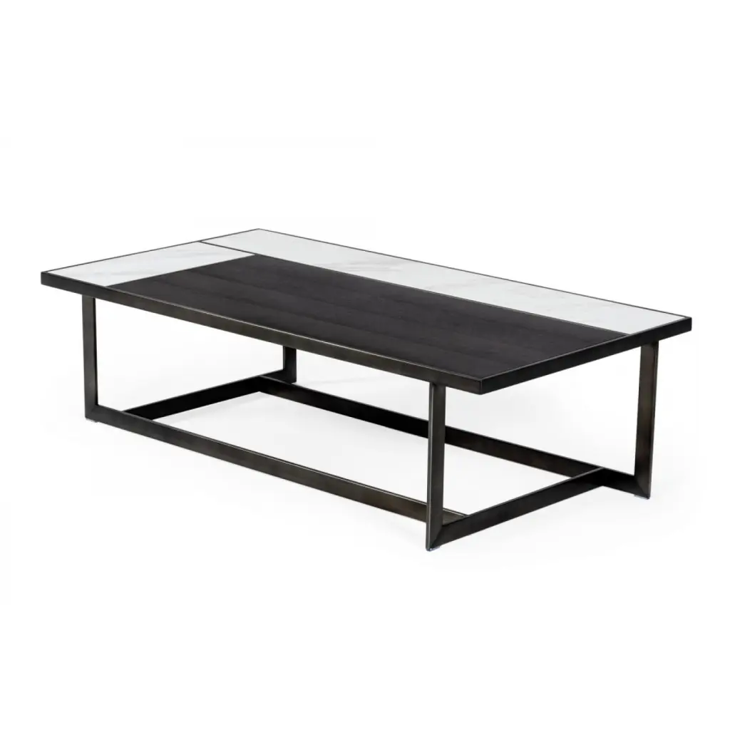 Miekor Furniture Fargo Modern Ceramic Grey Walnut Coffee Table W5U692