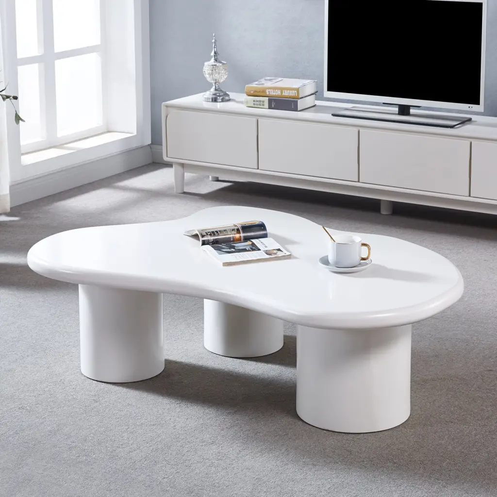 Miekor Furniture Modern Style Coffee Table Unique Desktop Design Elegant White